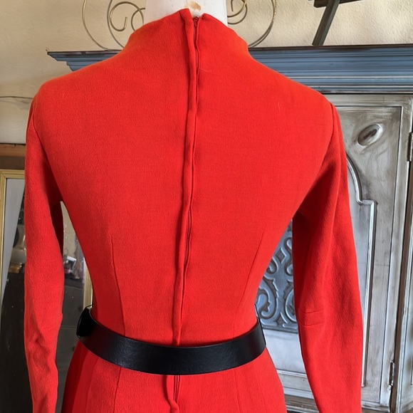 Vintage and Beautiful fall orange dress! .Material is a heavy polyester! - Picture 7 of 9